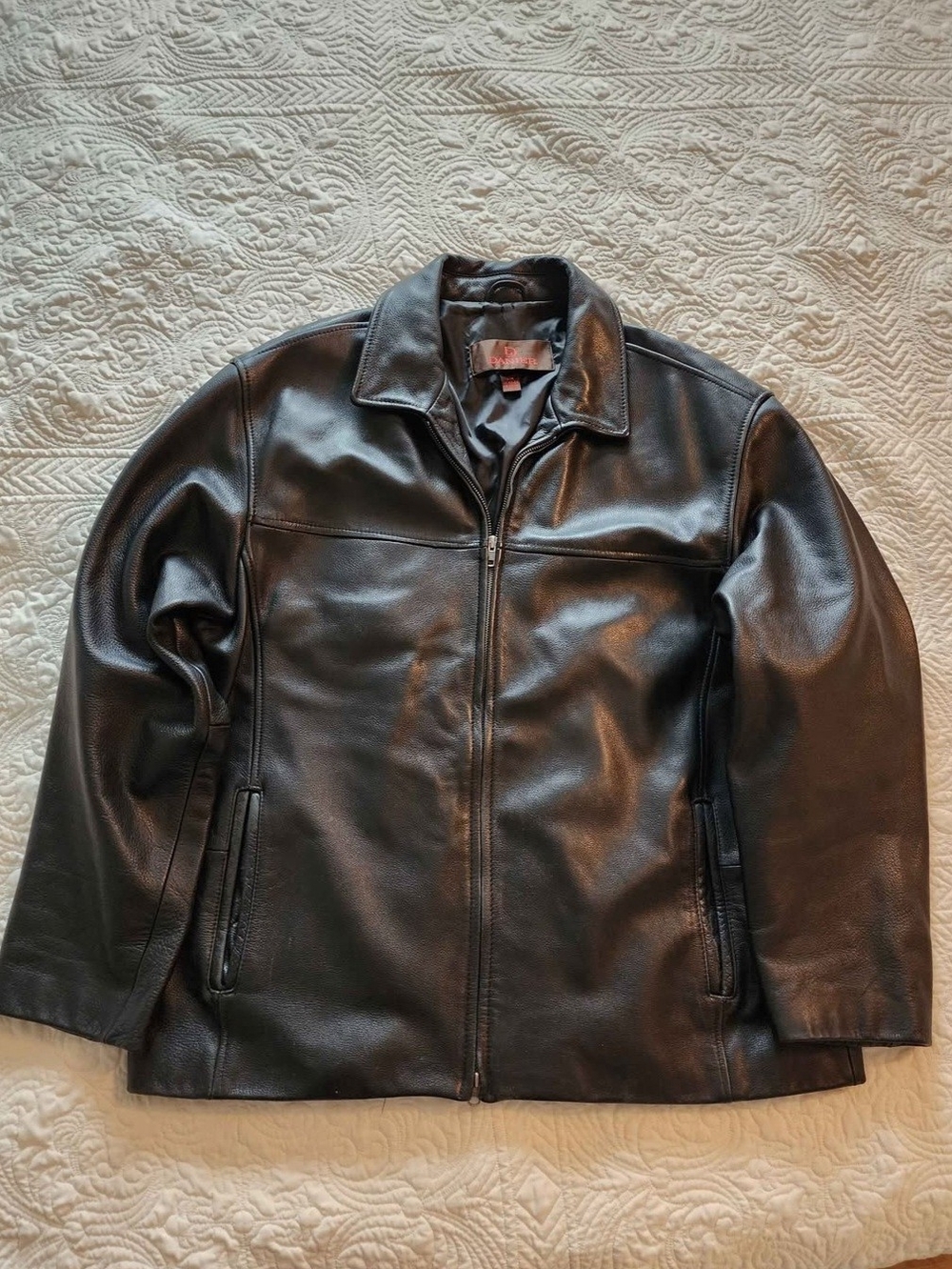 Vintage Genuine Black Leather Car Coat Canadian Designer Danier Jacket Men's XXL
